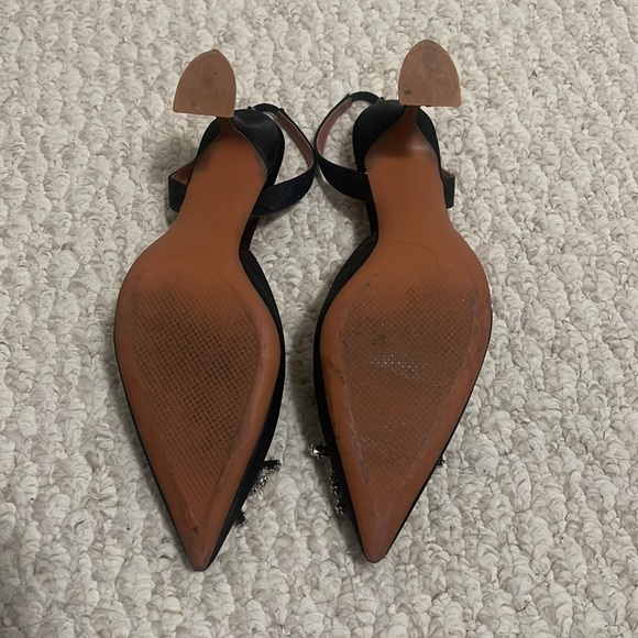 Black Satin Slingback Heel with Crystal Toe - Picture 3 of 3